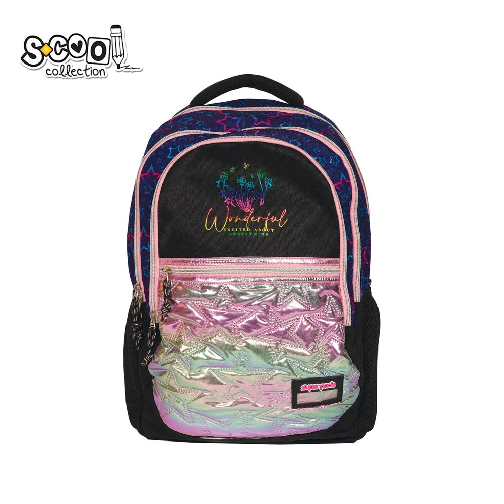 Ghiozdan scolar cu compartiment laptop, SUPERPACK, buzunar frontal, poliester, 46x32x15 cm - imagine 4